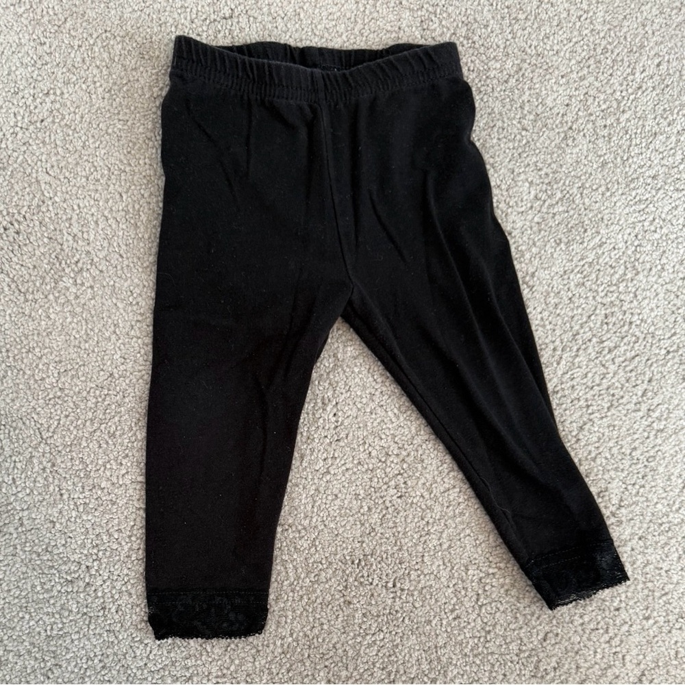 Black Lace Trim Leggings